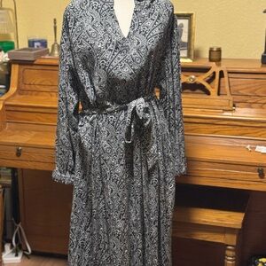 Lands' End Black and White Paisley Dress